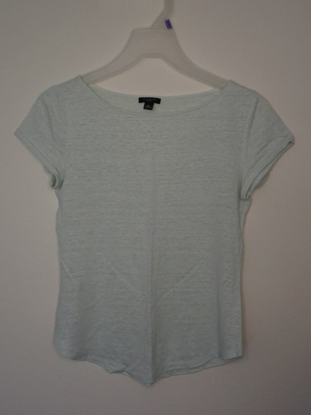 Ann Taylor Petite Linen Boatneck Tee Light Teal Size SP